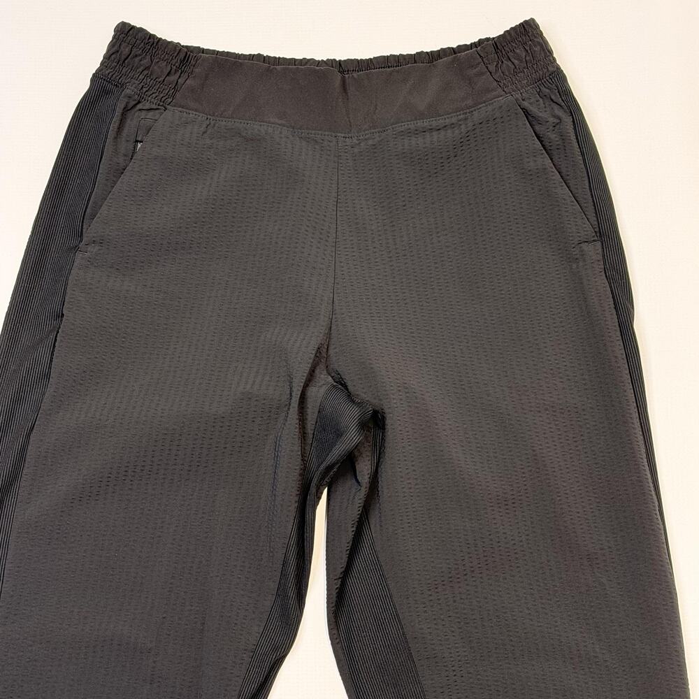 Athleta Textured Brooklyn Jogger Pants Womens 6 Black Elastic Waist Zip Pockets - Picture 2 of 15